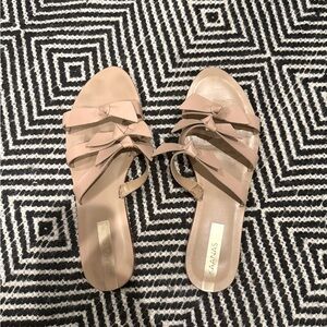 Kaanas Tan Slip-On Sandals with Knotted Straps